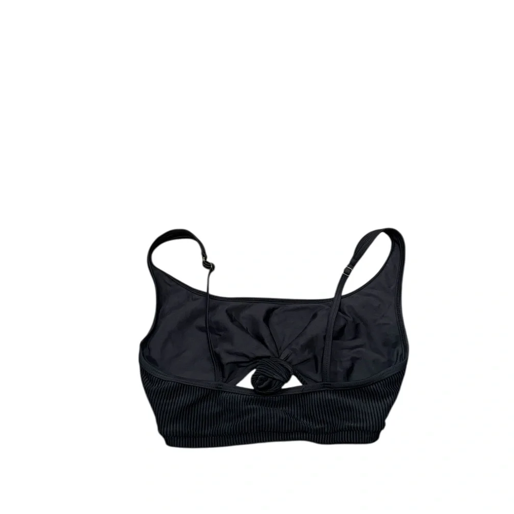 FRANKIE’S BIKINIS Greer Black Ribbed Knot Bikini Swim Top